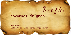 Koronkai Ágnes névjegykártya